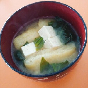 豆腐と油揚げとほうれん草の味噌汁